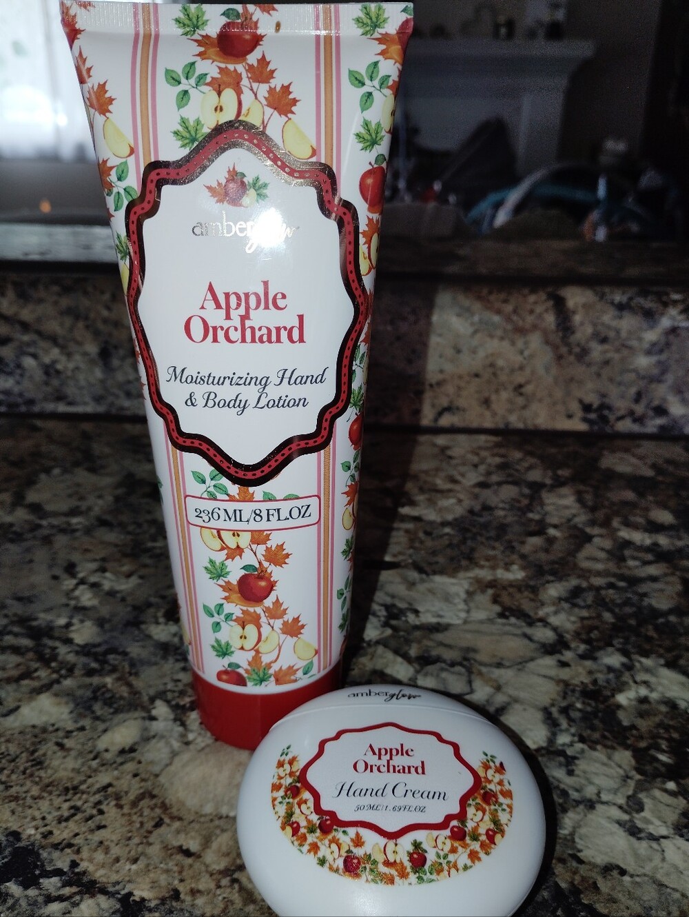 Amber glow apple orchard moisturizing hand and body lotion and hand cream set